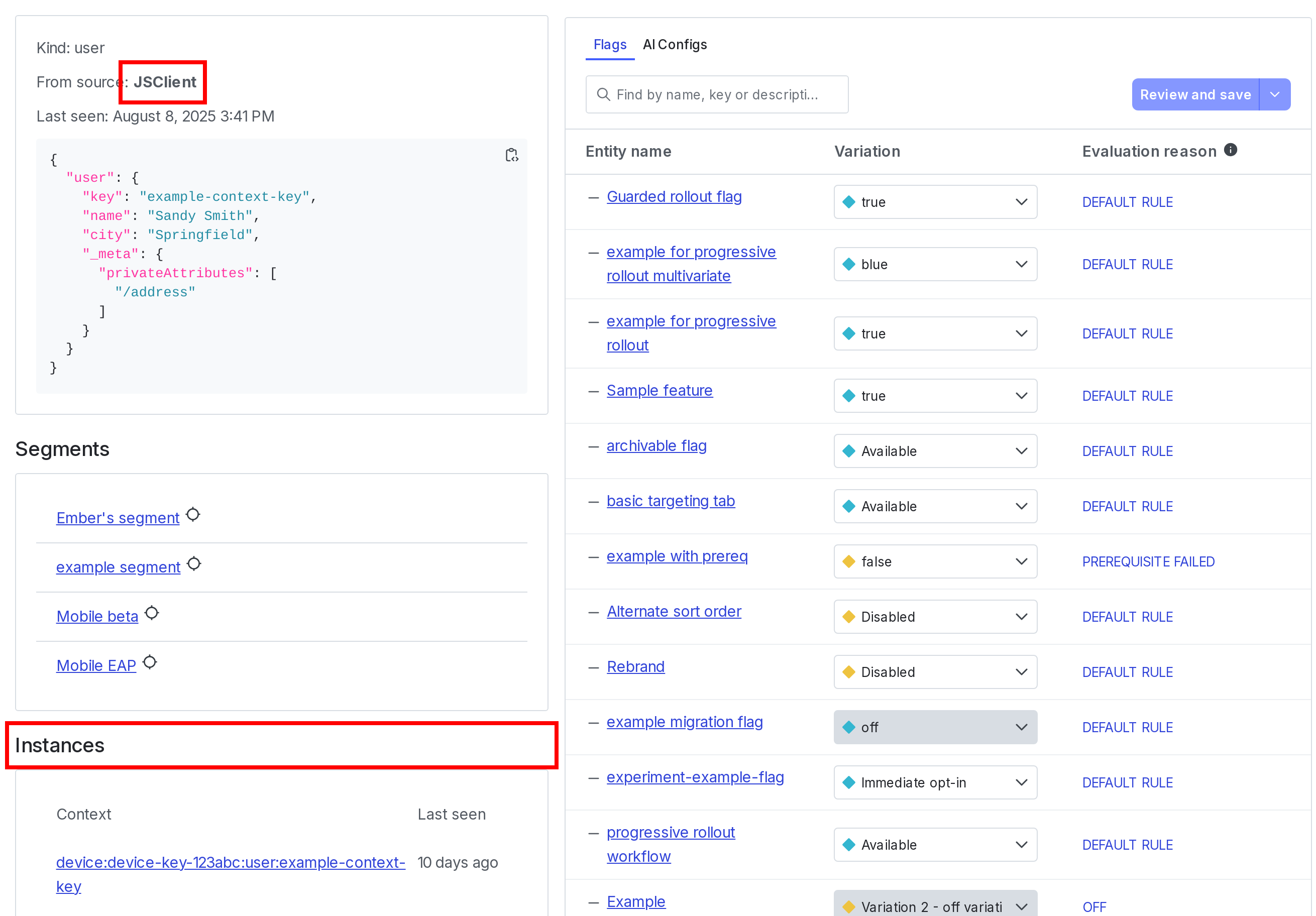An image of the context details page.