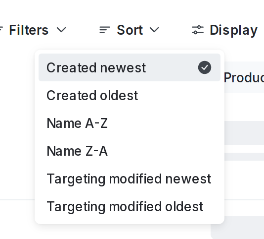 The "Sort" option on the Flags list.