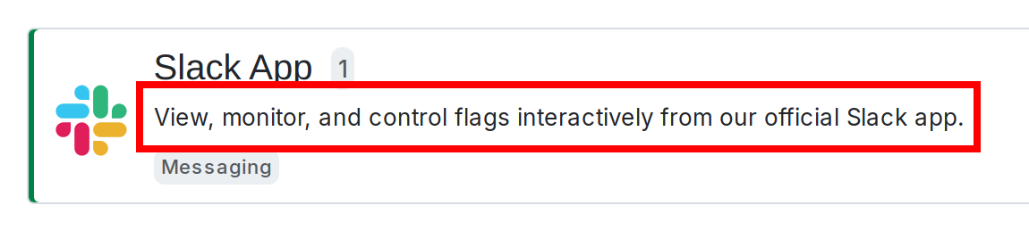 A portion of the integration panel on the "Integrations" list in the LaunchDarkly UI, with the overview called out.