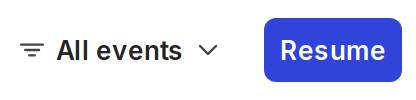 The "Resume" button on the Live events page.