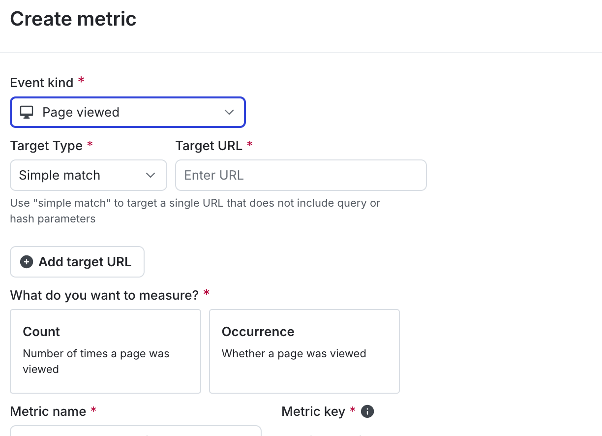 A page viewed conversion metric.