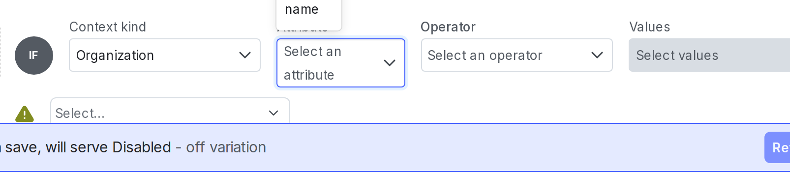 The "Attribute" menu, showing attributes for a user context.