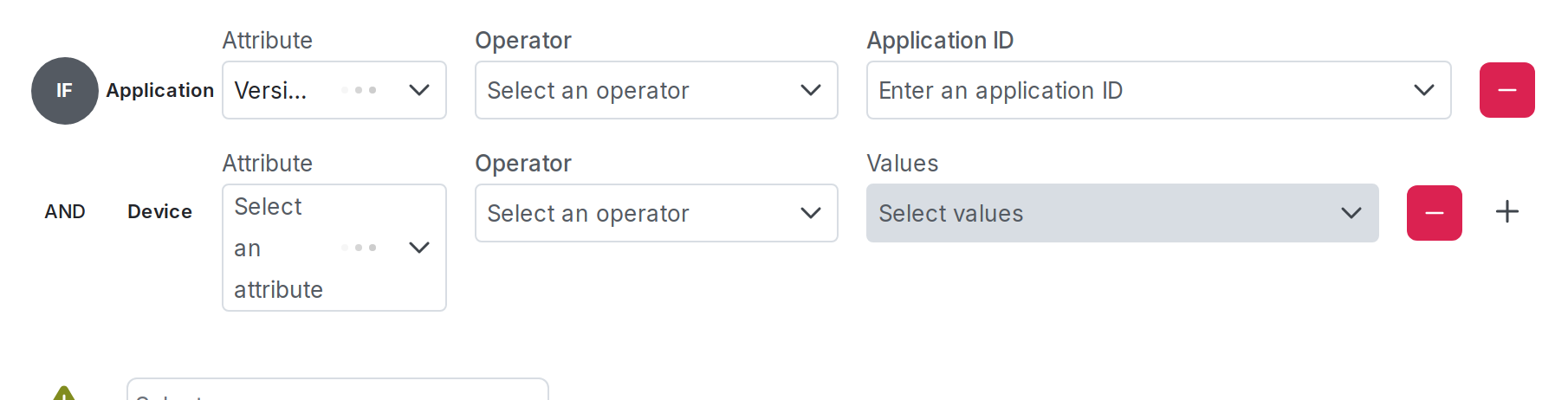The template for a new mobile rule on a flag.