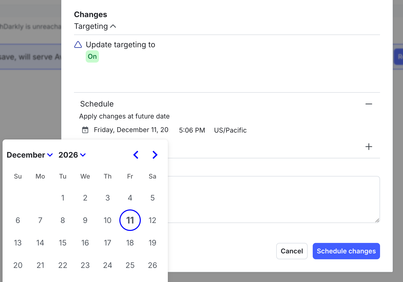 The change scheduling calendar.