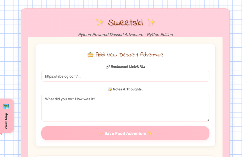 Photo of project website with pink colors and sparkles resembling a diary