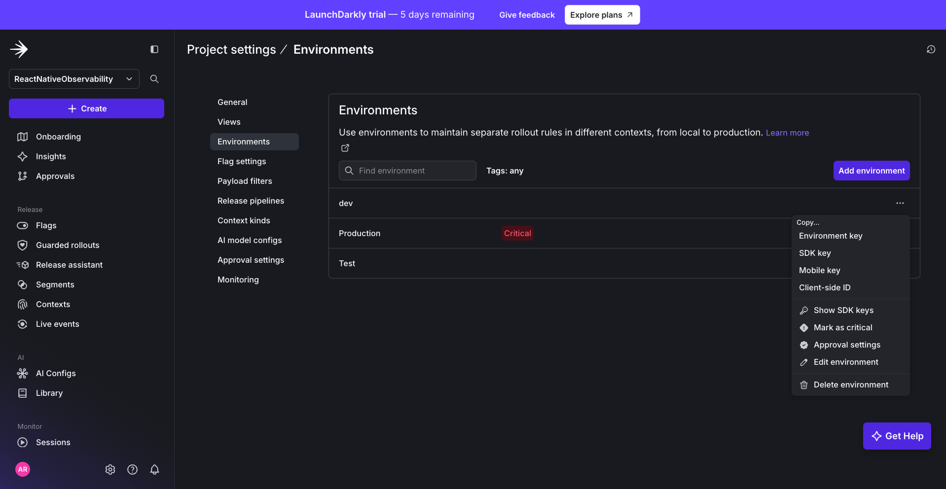 Screenshot of where to find mobile key
