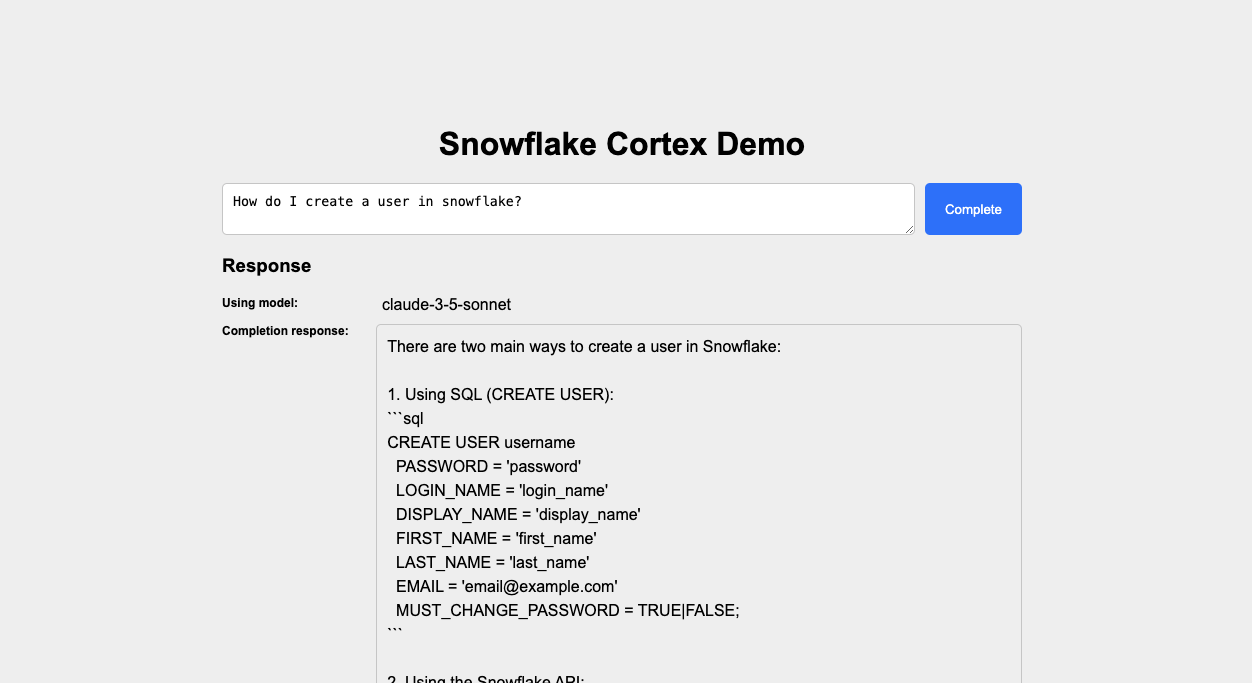 Landing page with completion