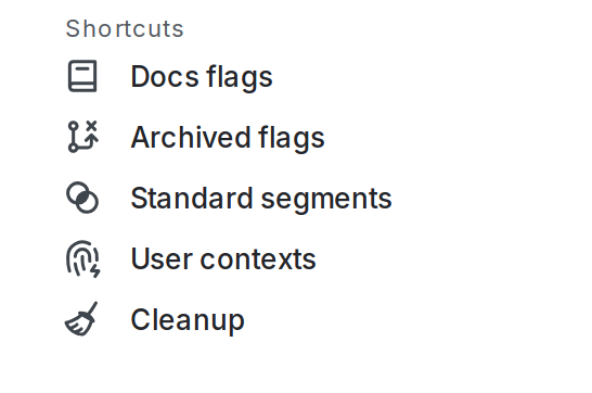 A list of shortcuts in the left sidenav.