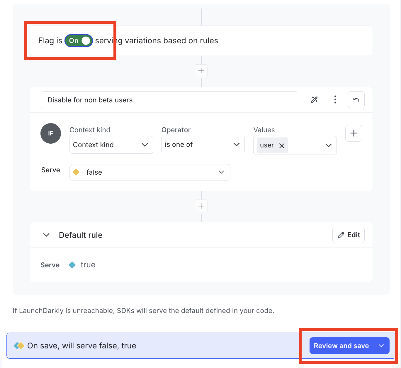 The toggle to turn on the feature flag for the beta users.