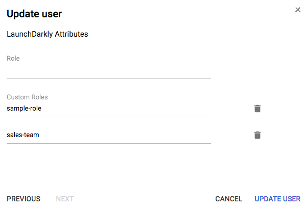 The "Update User" screen.