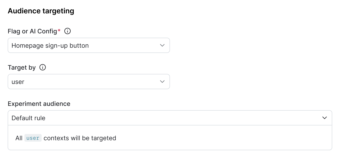 The "Audience targeting" section with the default rule chosen.