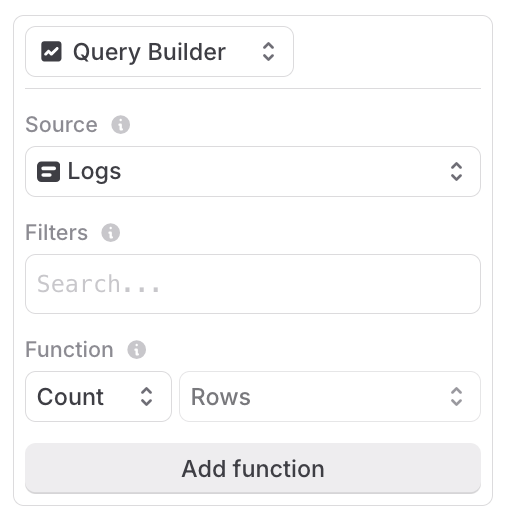 The query builder section of the add graph panel.