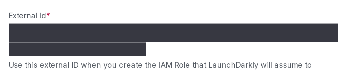 The "External Id" field from LaunchDarkly's "Create configuration" panel.