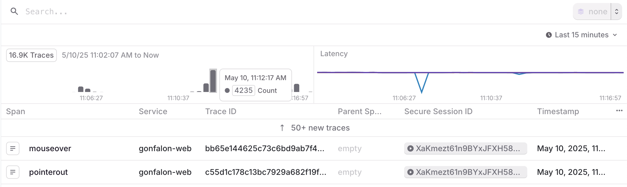 A detailed view of a log entry.