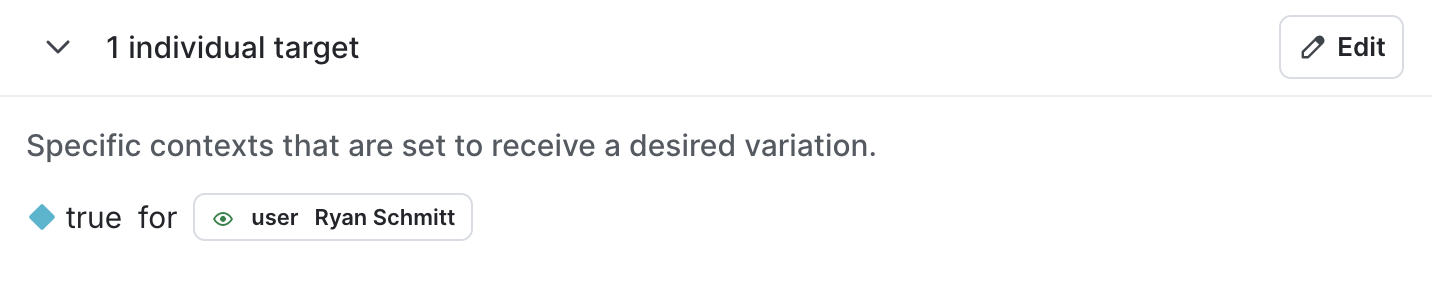 A flag with a user context individually targeted.
