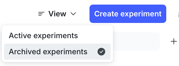 The "View archived experiments" option on the Experiments list.