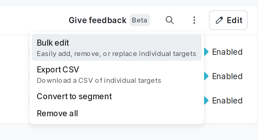 The overflow menu in the individual targets section.