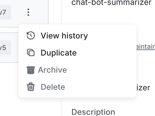 The overflow menu for a variation.