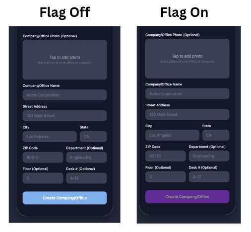 How the feature flag status impacts the app UI