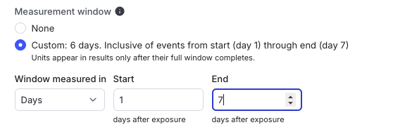 Configuring a metric measurement window.