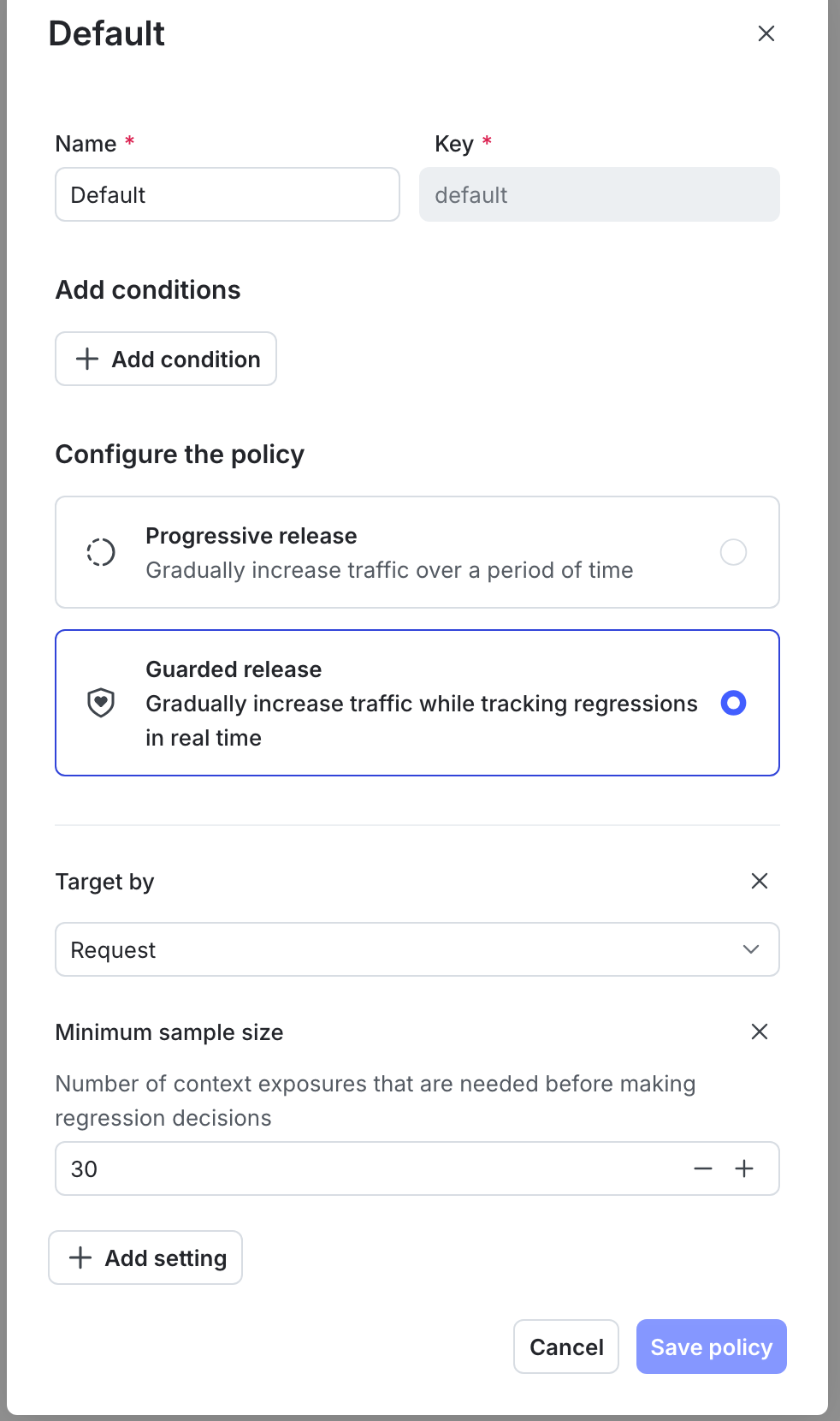 The default release policy.