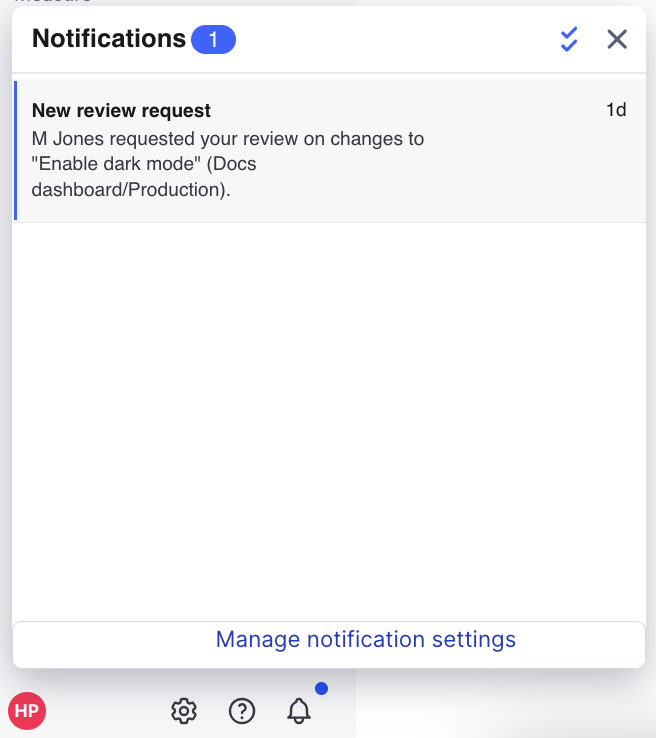 The approval notification inbox with a new approval request.