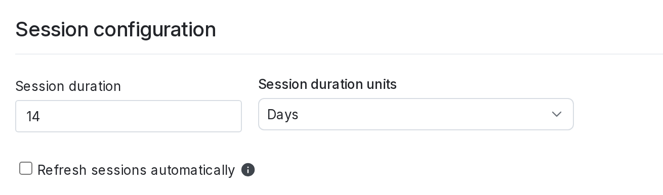 Session configuration options.