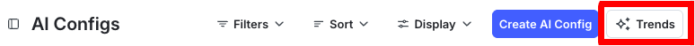 The Trends button on the AI Configs page.