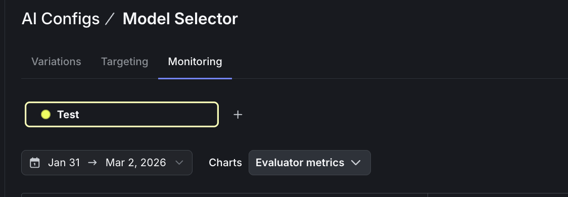 Select Evaluator metrics from the dropdown