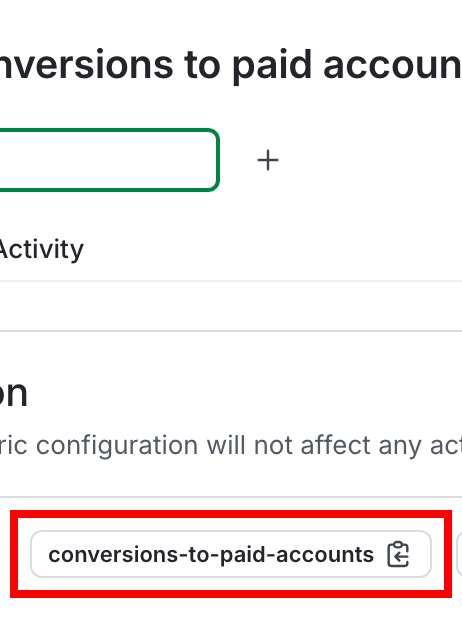 A LaunchDarkly custom conversion binary metric with the event key highlighted.