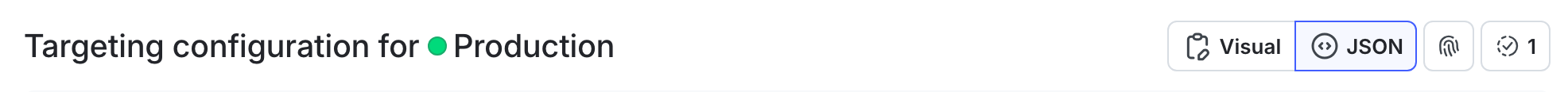 The JSON targeting option on a flag's Targeting tab.