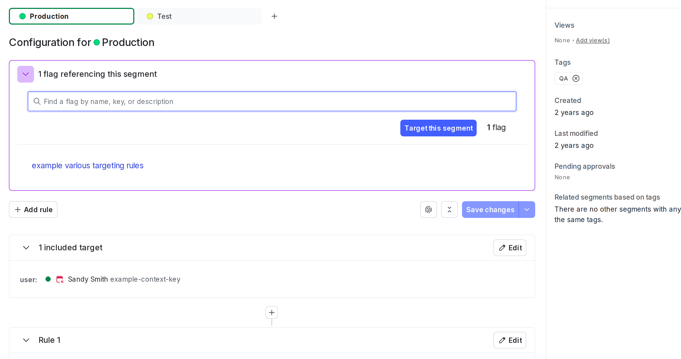 A segment's details page.