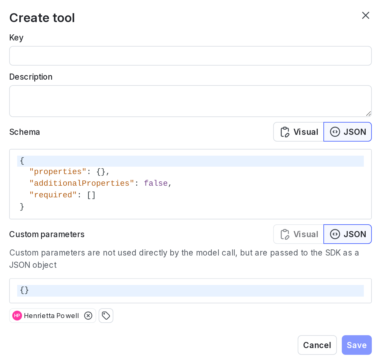 The Create tool dialog.