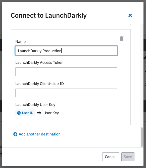 The "Connect to LaunchDarkly" screen.