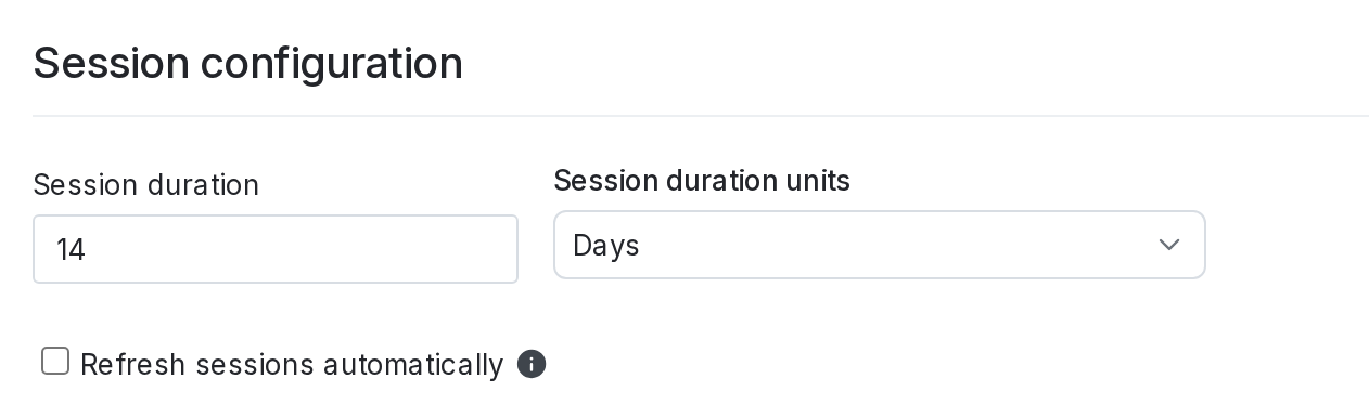 Session configuration options.
