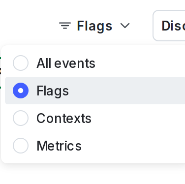 The "Flags" filter on the Live events page.
