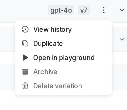 The overflow menu for a variation.