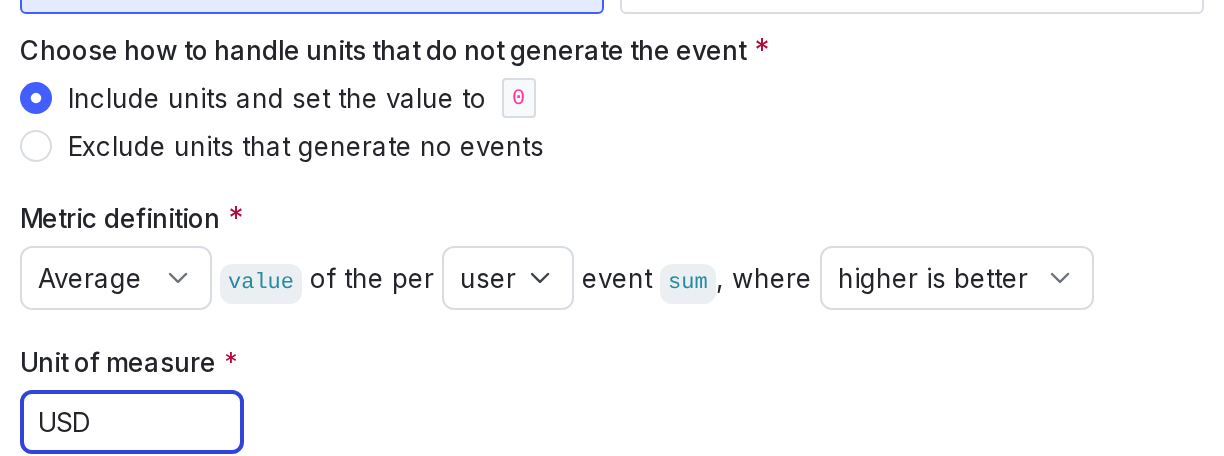 Configuring analysis method for numeric metric.