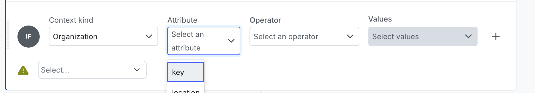 The "Attribute" menu, showing attributes for a user context.