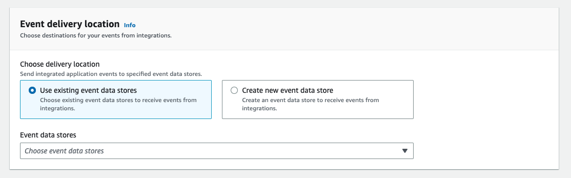 The "Event delivery location" form.