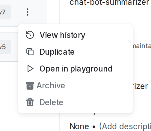 The overflow menu for a variation.