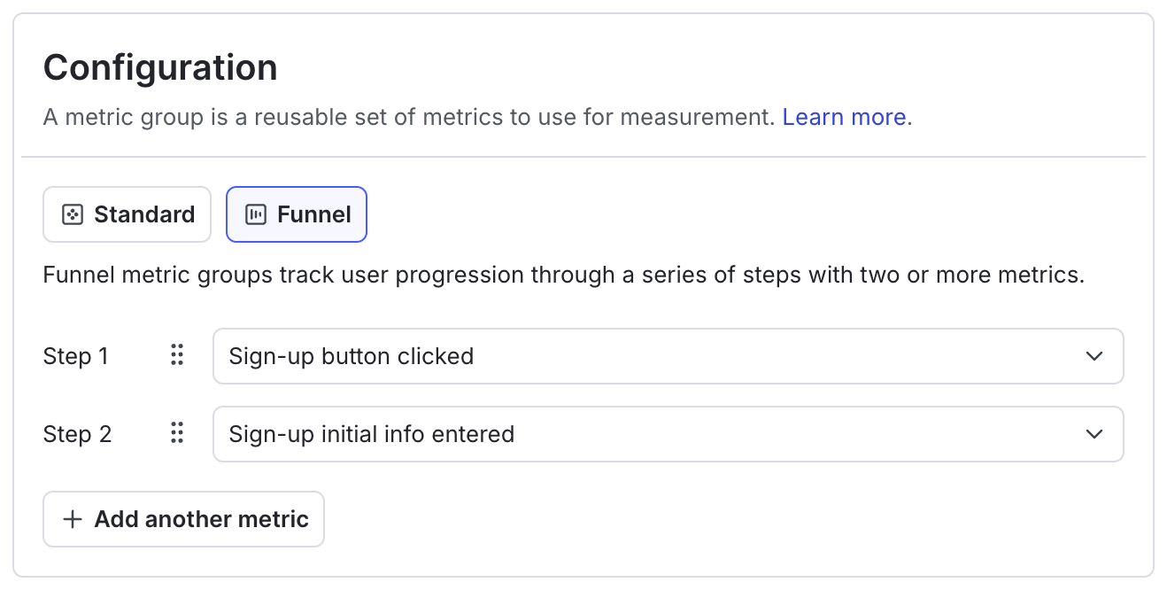 A funnel optimization group with two steps added.