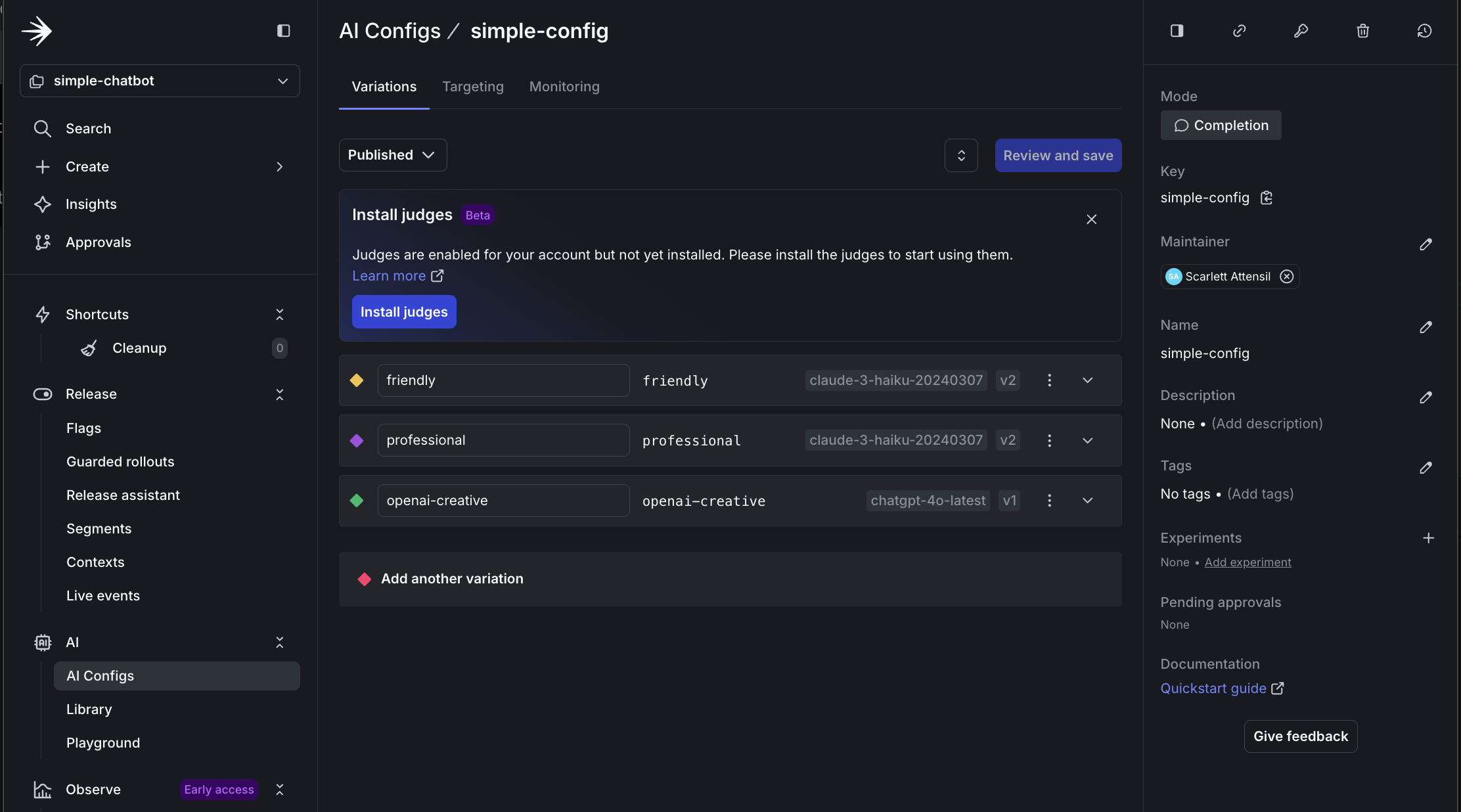 Creating persona-based variations in LaunchDarkly