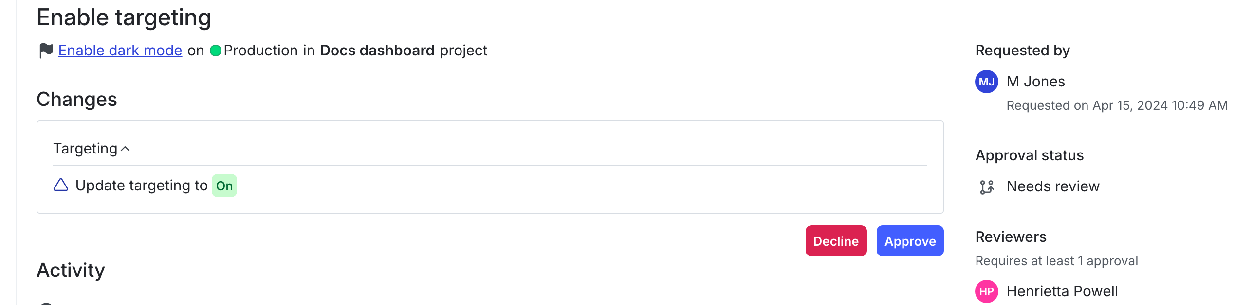 An approval request.