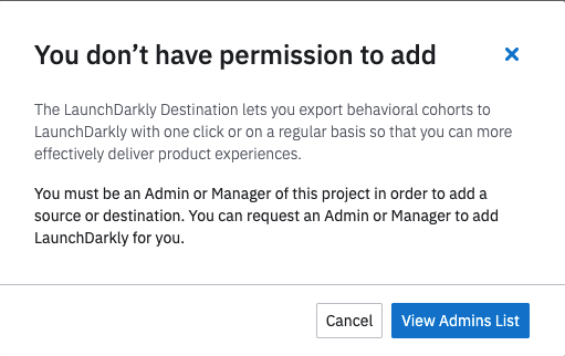 A permission error message in Amplitude.