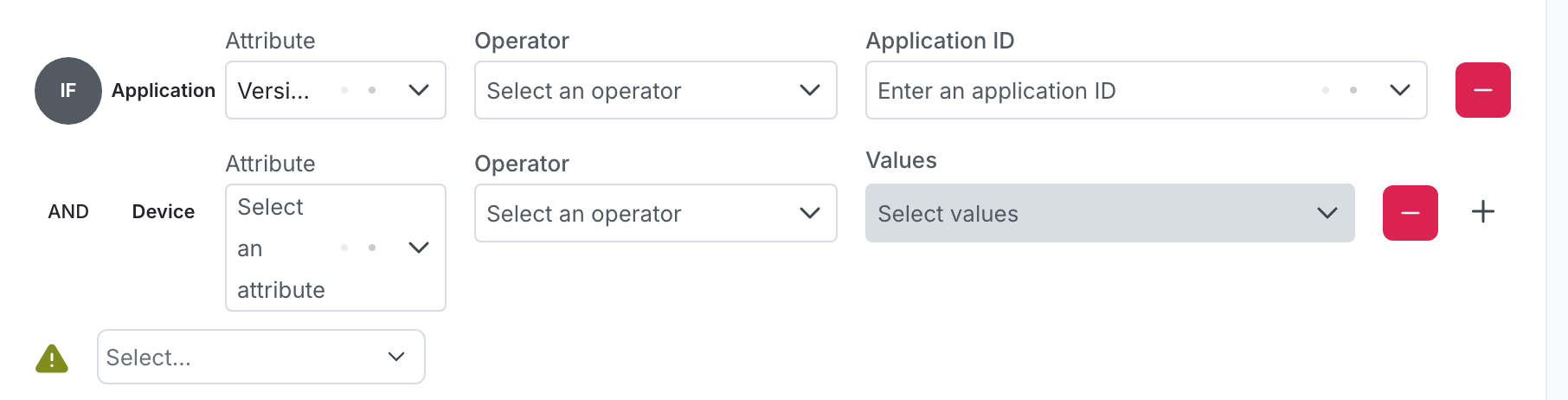 The template for a new mobile rule on a flag.