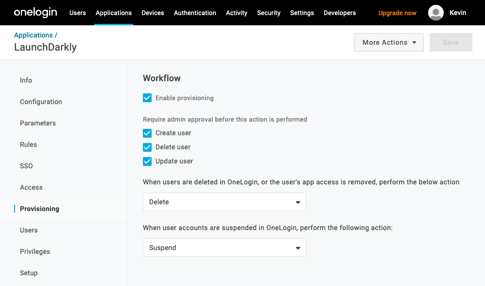 The Provisioning screen.