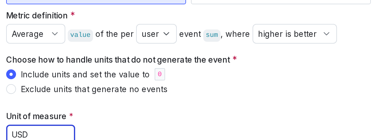 Configuring analysis method for numeric metric.
