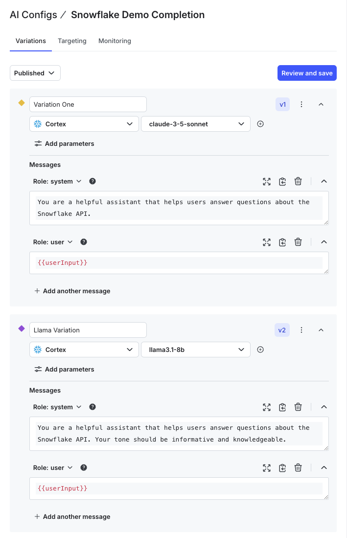 Adding a second variation