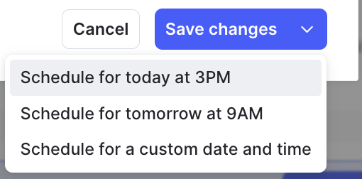 The "Schedule" options below the "Save changes" button.